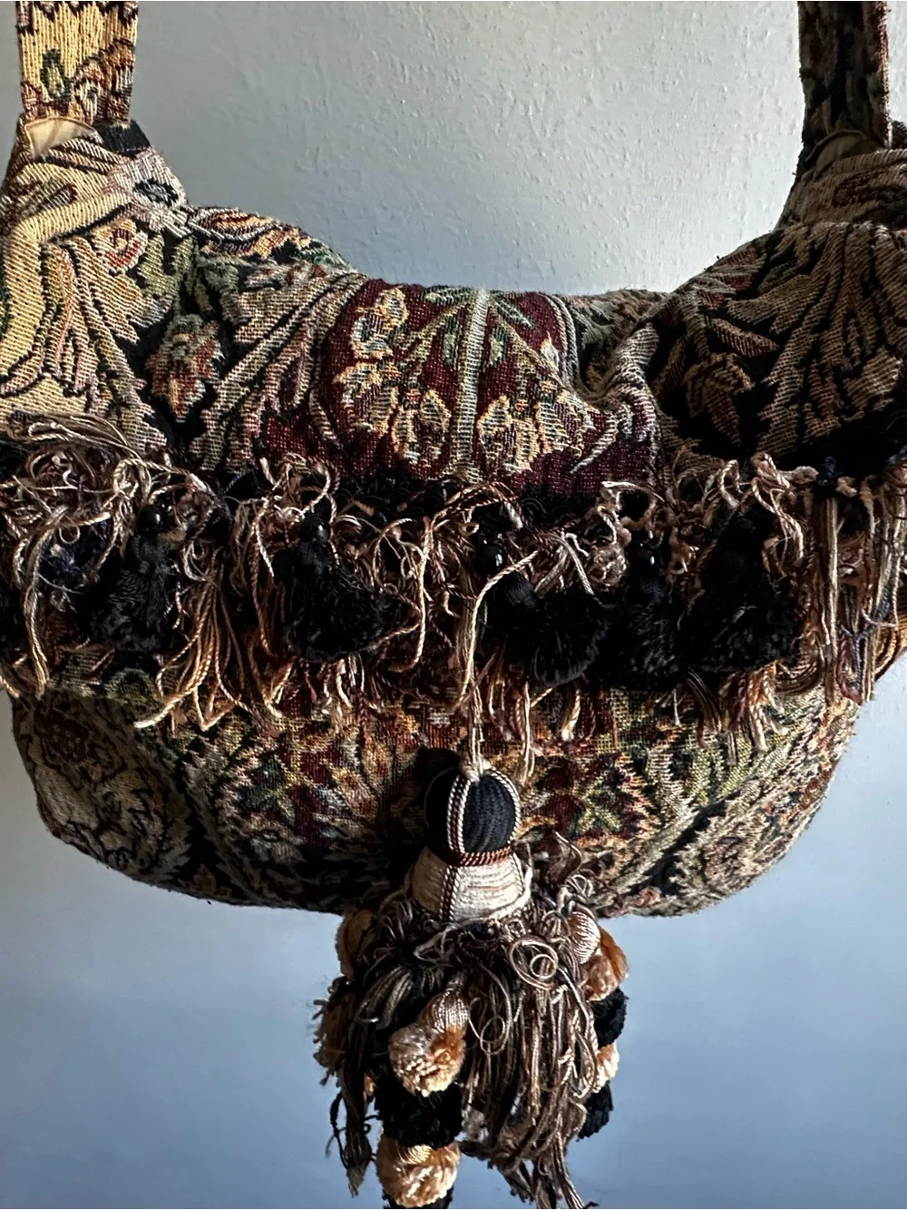 Vintage/Handcrafted Tapestry Shoulder Bag-Made with R.E Thibaut Designer Textile